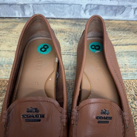 Coach Mary Lock Up Saddle Brown Slip On Driver Loafer A00925 Womens Size 8 B - Picture 5 of 10